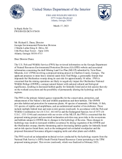 U.S. Fish and Wildlife Service Comment Letter