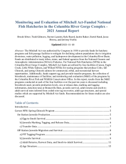Monitoring and Evaluation of Mitchell Act-Funded National Fish Hatcheries in the Columbia River Gorge Complex 2021 Annual Report