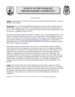 OLE Public Bulletin - Revision of 50 CFR Part 12 Seizures and Forfeitures 8-22-23