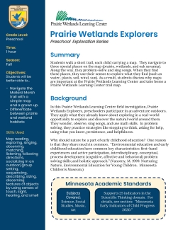 Preschool Fall Prairie Wetlands Explorers Lesson Plan