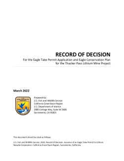 Thacker Pass Lithium Mine Project Eagle Permit NEPA Documents