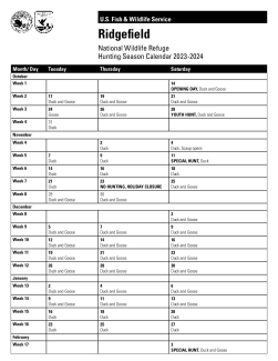Ridgefield NWR Hunt 2023-24 Calendar