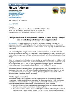 Drought/Recreation Press Release 9/22 Sacramento National Wildlife Refuge Complex