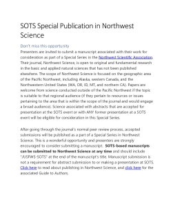 SOTS Special Publication in Northwest Science