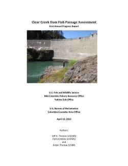 2012 Clear Creek Dam Fish Passage Assessment Progress Report