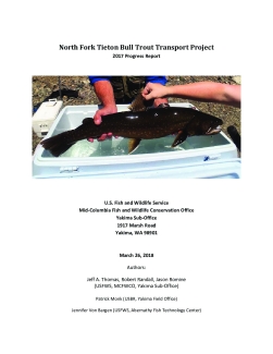 North Fork Tieton Bull Trout Transport Project: 2017 Progress Report