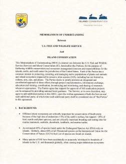 Memorandum of Understanding Between U.S. Fish and Wildlife Service and Island Conservation