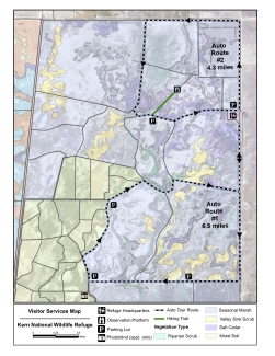 Visitor Services Map for Kern National Wildlife Refuge