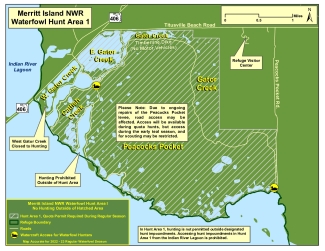 Merritt Island NWR Waterfowl Hunt Area 1 Color Map 2022-23