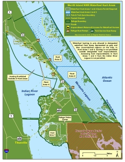 Merritt Island NWR Waterfowl Hunt Areas Color Map 2022-23