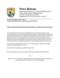2023 Yukon Kuskokwim Delta Region Subsistence Spring Waterfowl Closure