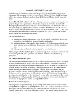 Amendments to the Lesser Prairie Chicken and Dunes Sagebrush Lizard CCA and CCAA