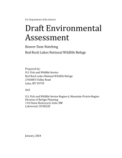 Red Rock Lakes National Wildlife Refuge Draft Environmental Assessment Beaver Dam Notching