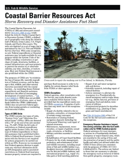 Coastal Barrier Resources Act Storm Recovery and Disaster Assistance Fact Sheet