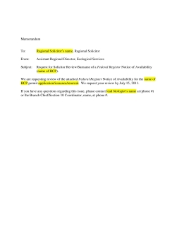 Example Solicitor Review Memorandum for Federal Register Notices