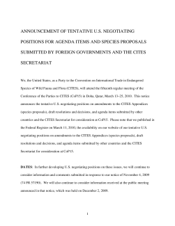 CoP15 Tentative US Positions Federal Register Notice