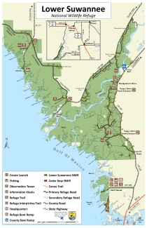 Map of Lower Suwannee NWR with gates