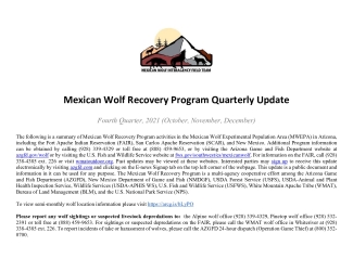 Mexican Wolf Quarterly Report Q4 2021
