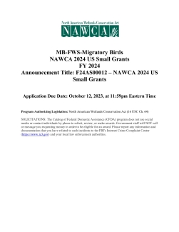 North American Wetlands Conservation Aca Small Grants Program Proposal Application Instructions