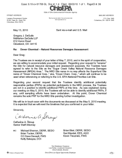 Correspondence from NRDA Trustees to G. DeGulis Dover Counsel 5/13/2010