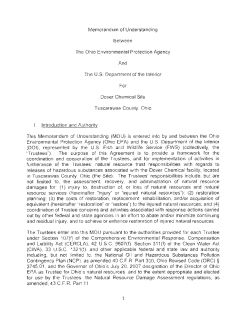 Memorandum of Understanding between the Ohio Environmental Protection Agency and the U.S Department of the Interior for Dover Chemical Site Tuscarawas, Ohio 