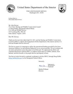 Response Letter to HWCC from DOI to FWS