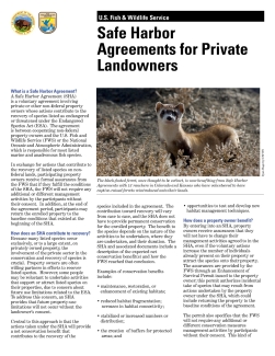 Safe Harbor Agreements for Private Landowners