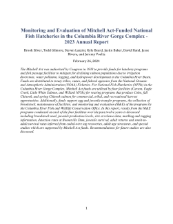 Monitoring and Evaluation of Mitchell Act-Funded National Fish Hatcheries in the Columbia River Gorge Complex 2023 Annual Report
