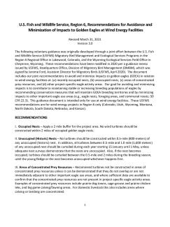 USFWS Region 6 Recommendations for Avoidance and Minimization of Impacts to Golden Eagles at Wind Energy Facilities (2021)