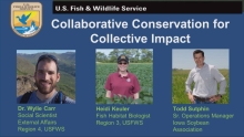 Powerpoint slide with pictures of the presenters for the Collaborative Conservation for Collective Impact broadcast