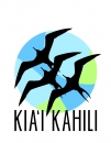 Kia'i Kahili Logo. Three Great Frigatebirds soar against a blue sky. 
