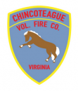 A pony rearing up with the words Chincoteague Vol. Fire Co. Virginia