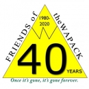Friends of the Wapack logo, depicting a yellow triangular mountain with words, "1980 - 2020" "40 years" "Once it's gone, it's gone forever".