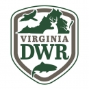 A bird, deer, fish and outline of the State of Virginia with words Virginia DWR