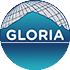circular logo of a globe with a mountain outline and the word GLORIA