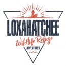 Logo with a person fishing from a boat and the text "Loxahatchee Wildlife Refuge Adventures"
