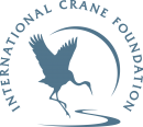 Illustration of crane with surrounding text reading "International Crane Foundation"