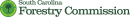 South Carolina Forestry Commission logo. The logo is round and green, with yellow text and a tree graphic in the middle of the logo. 
