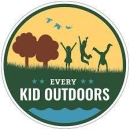 Logo for the Every Kid Outdoors with silhouettes of children playing outside