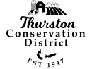 Black and white logo of the Thurston Conservation District, established 1947