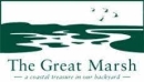 Logo depicting a marsh and text that reads "The Great Marsh, a coastal treasure in our backyard"