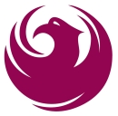 the logo of the city of phoenix, a round stylized phoenix