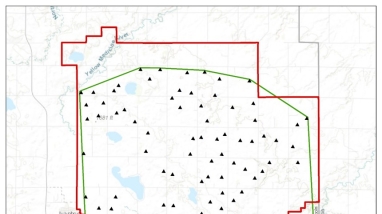 Map showing Red Pine Wind Facility project boundary in southwest Minnesota.