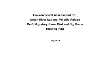 Cover of the Environmental Assessment for the 24-25 Hunt Plan for Green River NWR