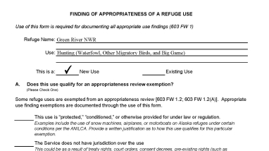 First page of FOA for Green River NWR Hunting.