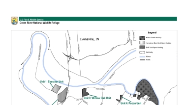 Map of Green River NWR indicating the Deer Lottery Hunt Units.