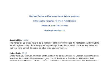 NCSMNM Draft Management Plan Public Meeting Comment Transcripts 10/23/23