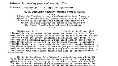 U.S. Auxiliary "Caesar" Carries Strange Cargo January 24, 1915