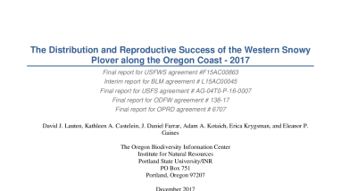 Oregon Snowy Plover Distribution and Reproductive Success - 2017
