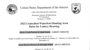 Missisquoi NWR Waterfowl Lottery Dates 2022